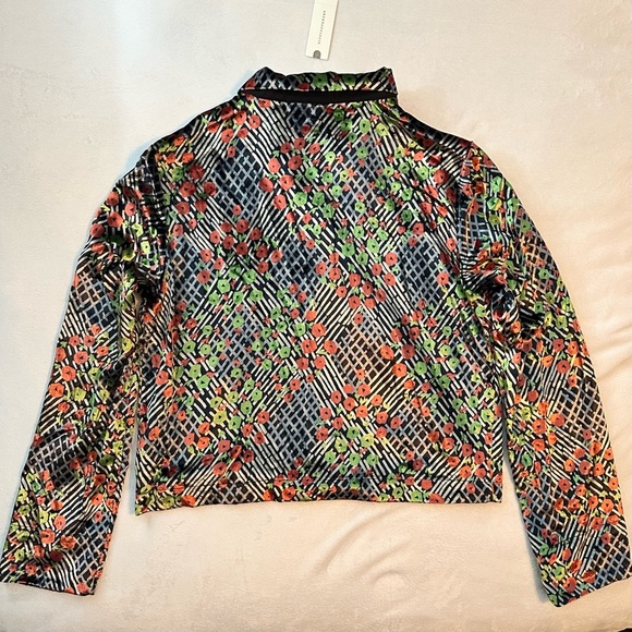 Ett:twa by Anthropologie Velvet Floral Wrap Blazer Blouse Top sz 10 NWT unique - Picture 5 of 8